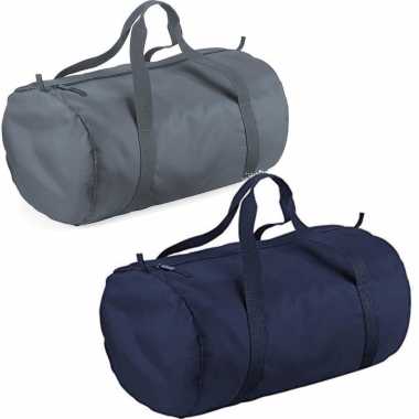 Set kleine sport/draag tassen donkerblauw grijs
