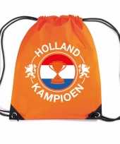 Holland kampioen beker voetbal rugzakje sporttas rijgkoord oranje