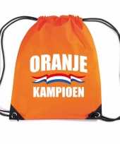 Oranje kampioen voetbal rugzakje sporttas rijgkoord oranje